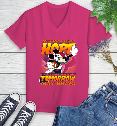 Houston Texans NFL Football Mickey Disney Never Lose Hope Women's V-Neck T-Shirt 9