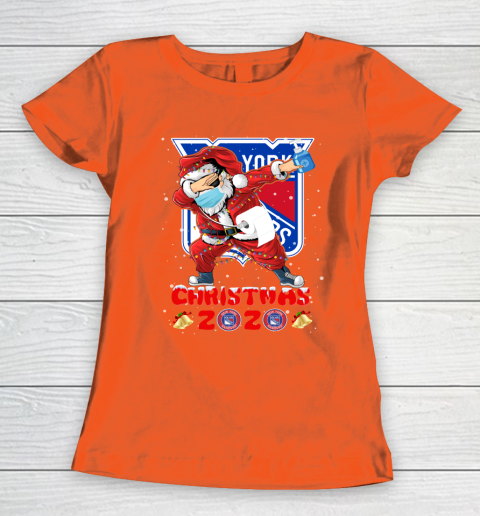 New York Rangers Funny Santa Claus Dabbing Christmas 2020 NHL Women's T-Shirt 3