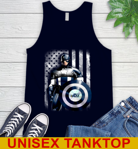 Utah Jazz NBA Basketball Captain America Marvel Avengers American Flag Shirt Tank Top 2