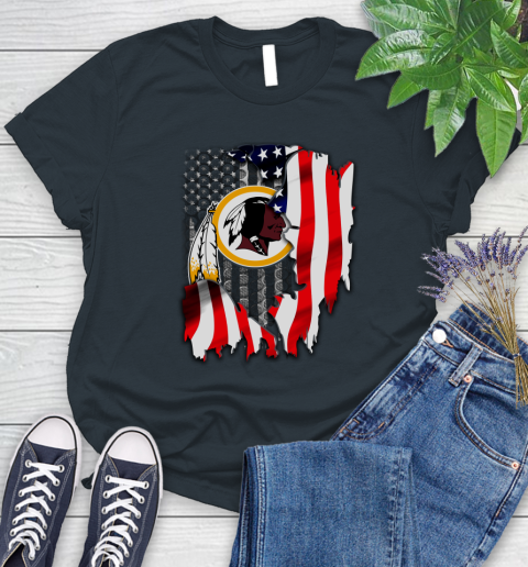 Washington Redskins NFL Football American Flag Women's T-Shirt 8