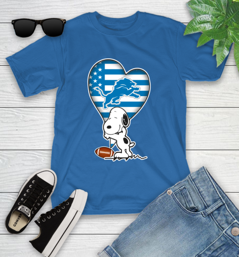 Detroit Lions NFL Football The Peanuts Movie Adorable Snoopy Youth T-Shirt 9