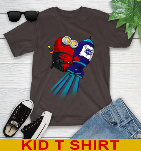 NBA Basketball Charlotte Hornets Deadpool Minion Marvel Shirt Youth T-Shirt 6