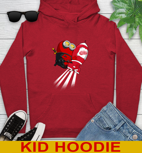 NHL Hockey Detroit Red Wings Deadpool Minion Marvel Shirt Youth Hoodie 11