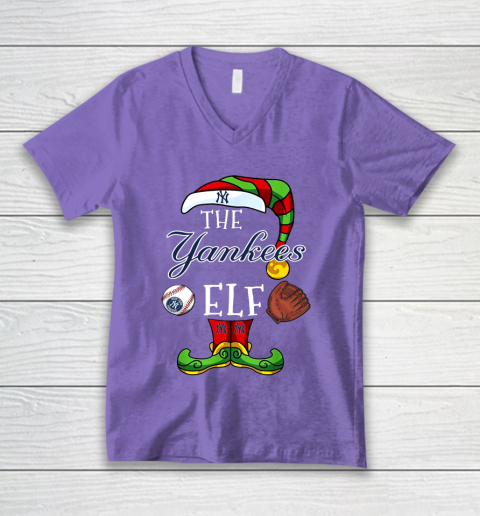 New York Yankees Christmas ELF Funny MLB V-Neck T-Shirt 8