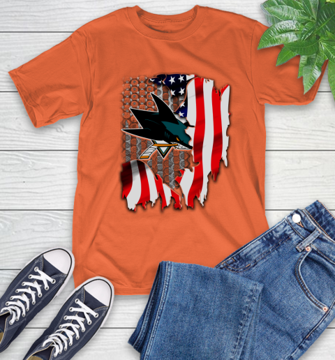 San Jose Sharks NHL Hockey American Flag T-Shirt 4