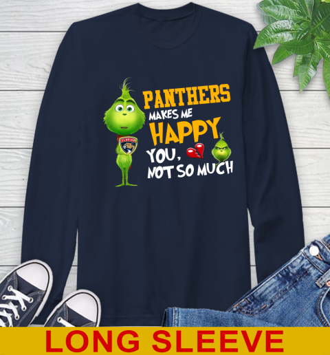 NHL Florida Panthers Makes Me Happy You Not So Much Grinch Hockey Sports Long Sleeve T-Shirt 3