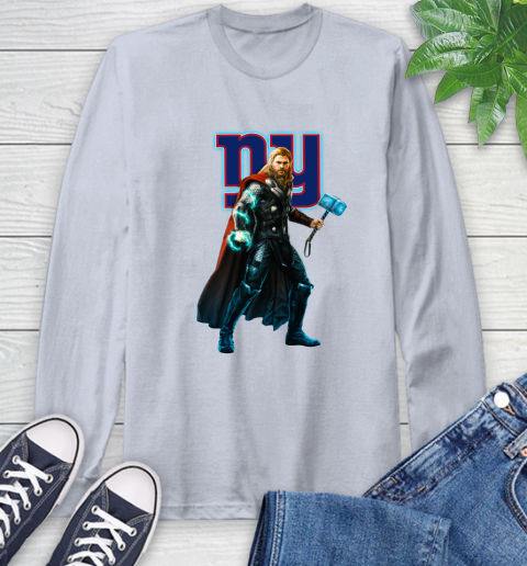 NFL Thor Avengers Endgame Football New York Giants Long Sleeve T-Shirt 6