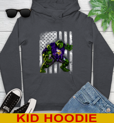 Minnesota Vikings Hulk Marvel Avengers NFL Football American Flag Youth Hoodie 9