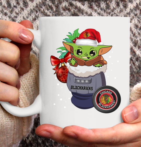 Chicago Blackhawks Christmas Baby Yoda Star Wars Funny Happy NHL Ceramic Mug 11oz 4