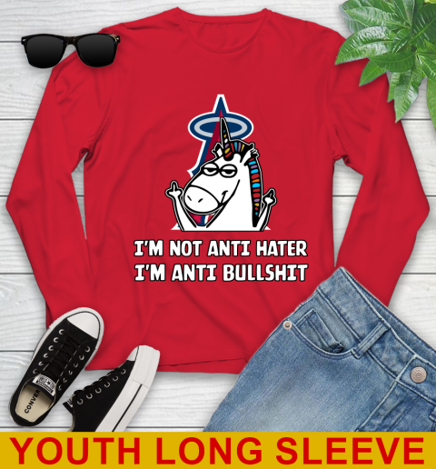 Los Angeles Angels MLB Baseball Unicorn I'm Not Anti Hater I'm Anti Bullshit (1) Youth Long Sleeve 11