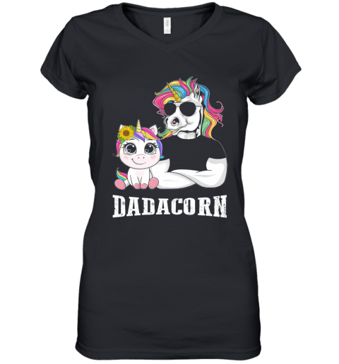 Unicorn Papa Dadacorn Women's V-Neck T-Shirt