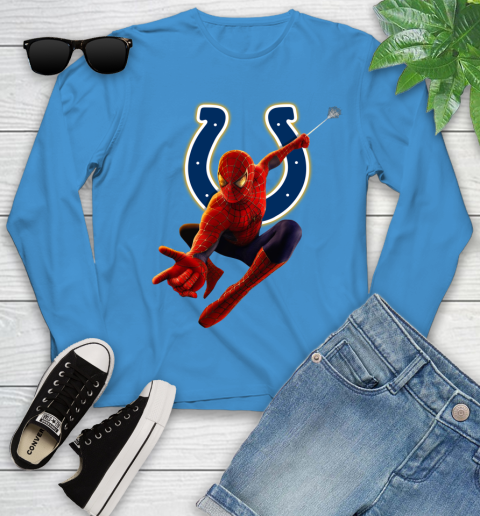 NFL Spider Man Avengers Endgame Football Indianapolis Colts Youth Long Sleeve 7