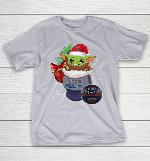 New Orleans Pelicans Christmas Baby Yoda Star Wars Funny Happy NBA T-Shirt 7