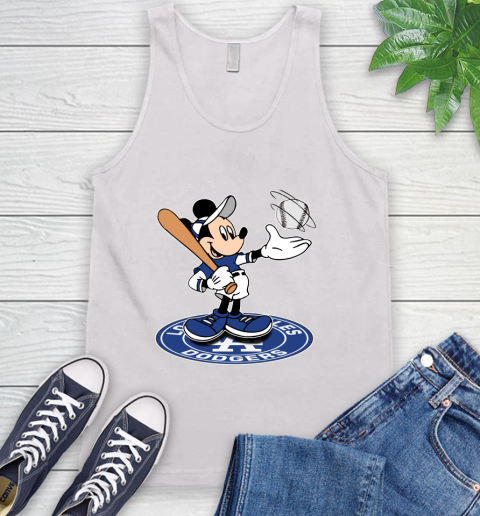 MLB Baseball Los Angeles Dodgers Cheerful Mickey Disney Shirt Tank Top 2