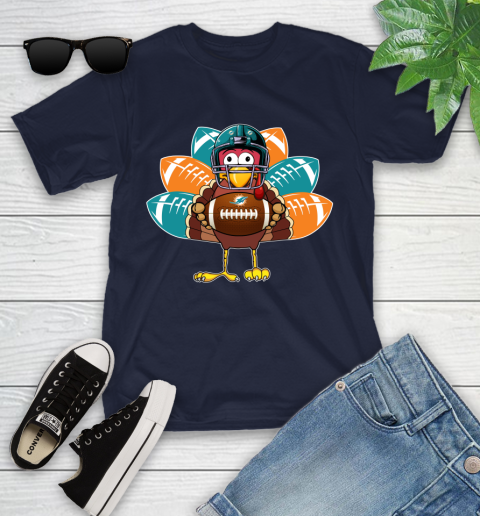 Miami Dolphins Turkey Thanksgiving Day Youth T-Shirt 3