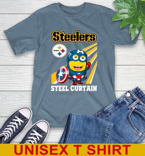 NFL Football Pittsburgh Steelers Captain America Marvel Avengers Minion Shirt T-Shirt 8