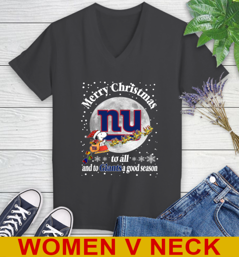 New York Giants Merry Christmas To All And To Giants A Good Season NFL Football Sports Women's V-Neck T-Shirt 8