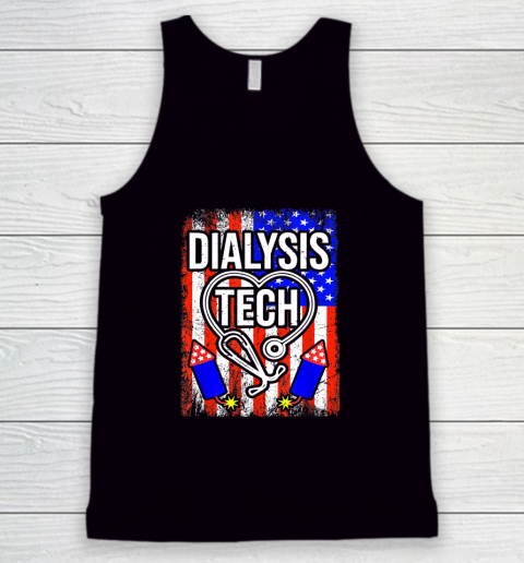 Dialysis Tech 4th Of July American Flag Stethoscope Sparkler Tank Top