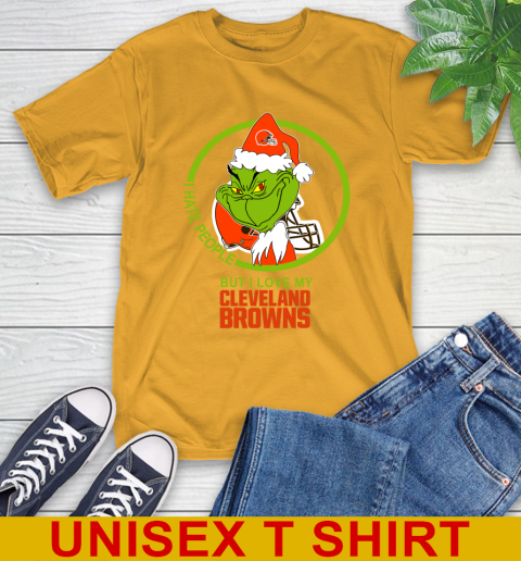 Cleveland Browns NFL Christmas Grinch I Hate People But I Love My Favorite Football Team T-Shirt 3
