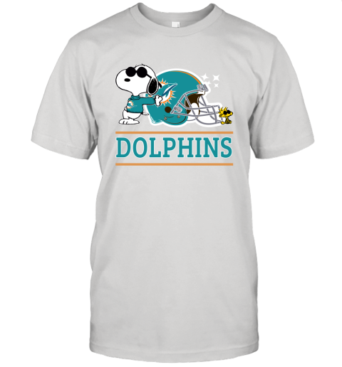 The Miami Dolphins Joe Cool And Woodstock Snoopy Mashup Unisex Jersey Tee