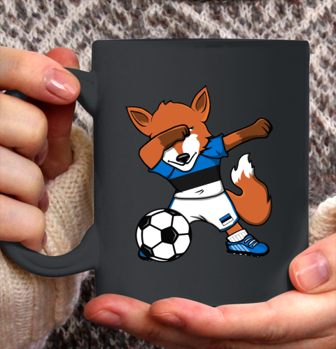 Dabbing Fox Estonia Soccer Fans Jersey Estonian Football Fan Ceramic Mug 11oz