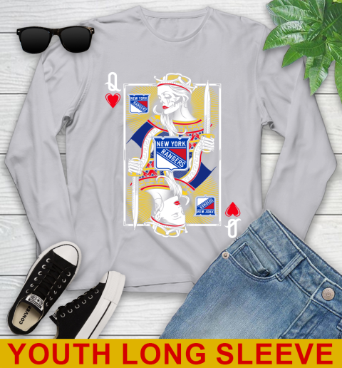 NHL Hockey New York Rangers The Queen Of Hearts Card Shirt Youth Long Sleeve 5