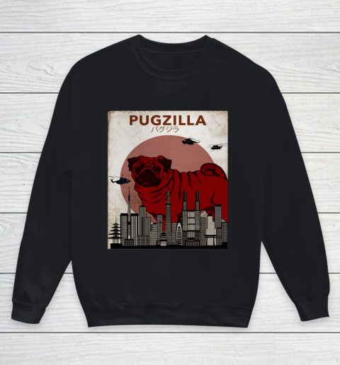 Pug tShirt Pugzilla Youth Sweatshirt