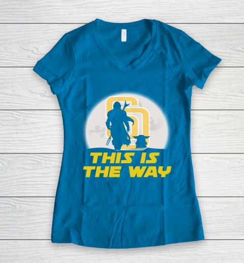San Diego Padres MLB Baseball Star Wars Yoda And Mandalorian This Is The Way Women's V-Neck T-Shirt 5