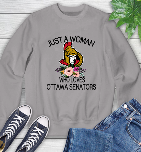 NHL Just A Woman Who Loves Ottawa Senators Hockey Sports Sweatshirt 3