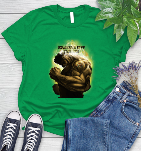 Oklahoma City Thunder NBA Basketball Hulk Marvel Avengers Sports Women's T-Shirt 9