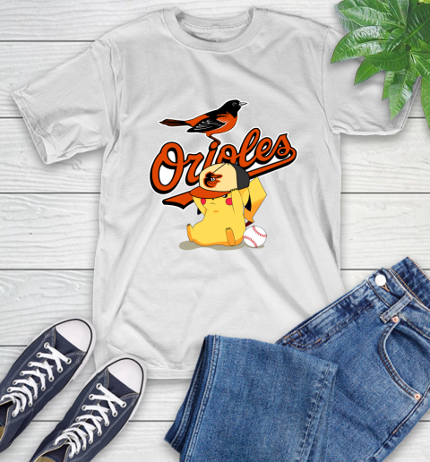 MLB Pikachu Baseball Sports Baltimore Orioles T-Shirt