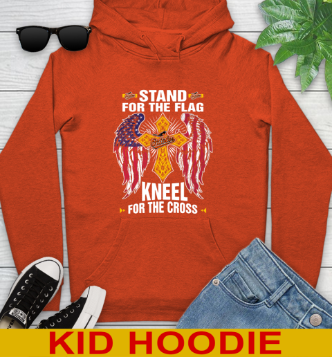 MLB Baseball Baltimore Orioles Stand For Flag Kneel For The Cross Shirt Youth Hoodie - Image 5