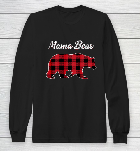 Mama Bear Christmas Pajama Red Plaid Buffalo Gift Long Sleeve T-Shirt