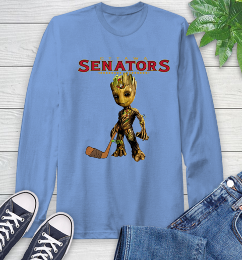 Ottawa Senators NHL Hockey Groot Marvel Guardians Of The Galaxy Long Sleeve T-Shirt 11