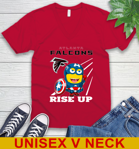 NFL Football Atlanta Falcons Captain America Marvel Avengers Minion Shirt V-Neck T-Shirt 6