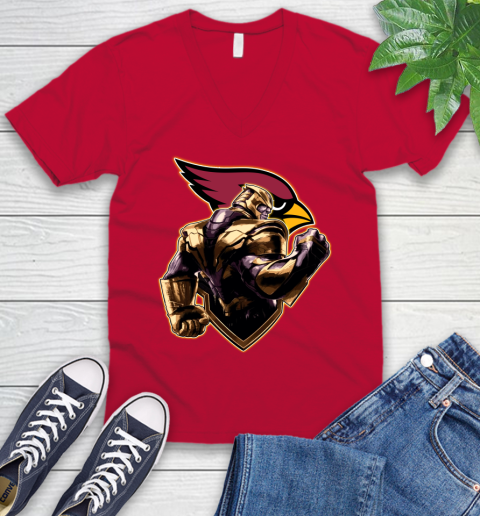 NFL Thanos Avengers Endgame Football Sports Arizona Cardinals V-Neck T-Shirt 7