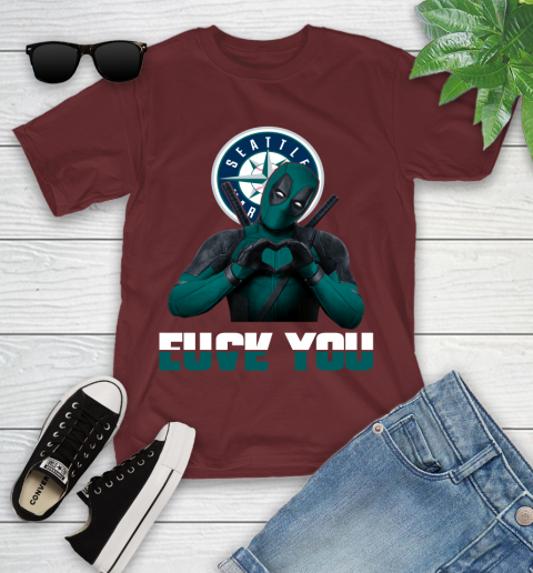 MLB Seattle Mariners Deadpool Love You Fuck You Baseball Sports Youth T-Shirt 14