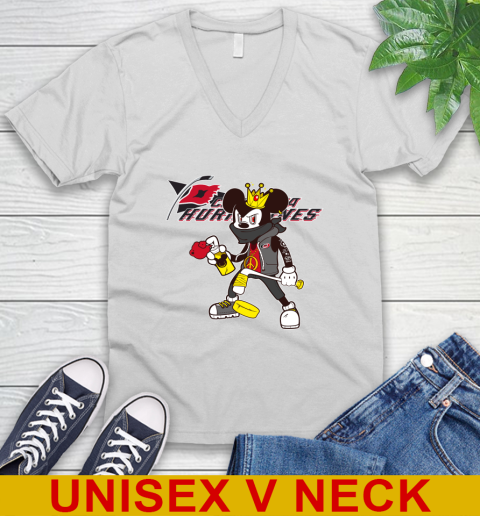 Carolina Hurricanes NHL Hockey Mickey Peace Sign Sports V-Neck T-Shirt