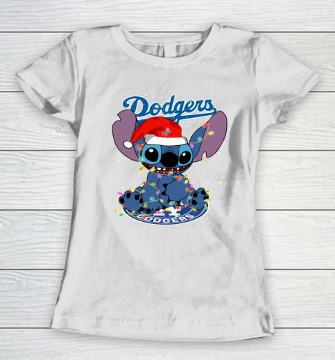 Los Angeles Dodgers MLB noel stitch Baseball Christmas Women's T-Shirt