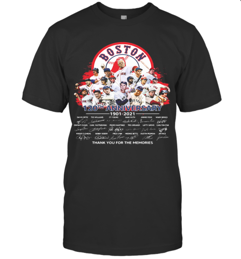 Boston Red Sox 120Th Anniversary Thank You For The Memories Signatures T-Shirt