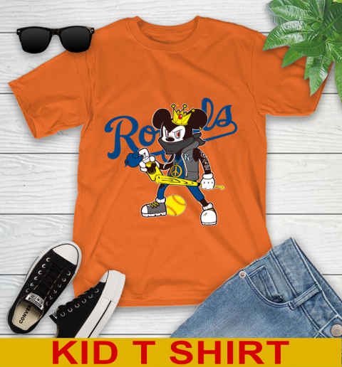 Kansas City Royals MLB Baseball Mickey Peace Sign Sports Youth T-Shirt 7