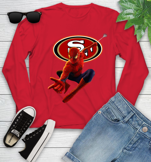 NFL Spider Man Avengers Endgame Football San Francisco 49ers Youth Long Sleeve 11
