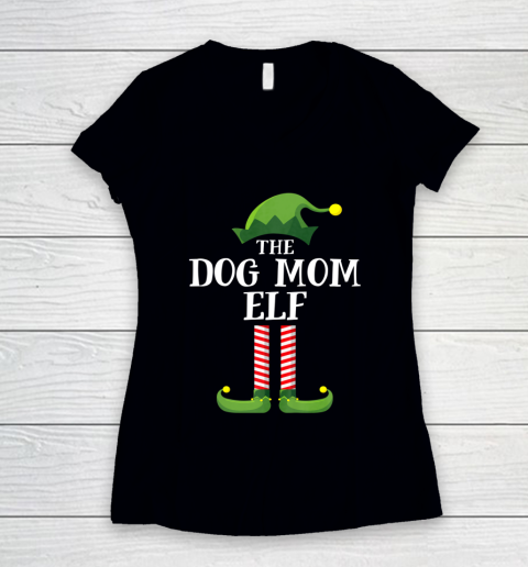 Dog Mom Elf Matching Family Group Christmas Party Pajama Women's V-Neck T-Shirt