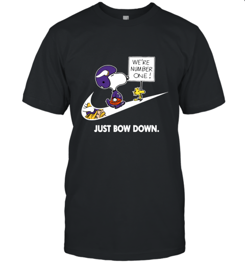 Minnesota Vikings Are Number One – Just Bow Down Snoopy Unisex Jersey Tee