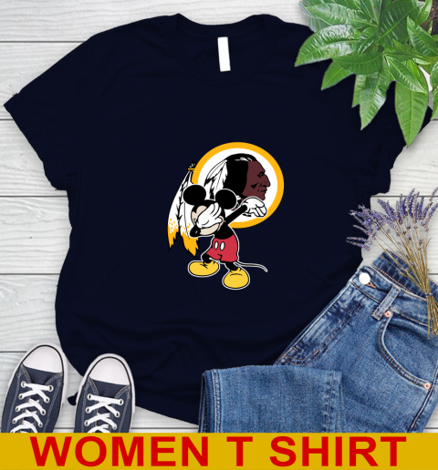 Washington Redskins NFL Football Dabbing Mickey Disney Sports Women's T-Shirt 3