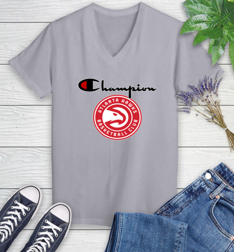 NBA Basketball Atlanta Hawks Champion Shirt Women's V-Neck T-Shirt 2