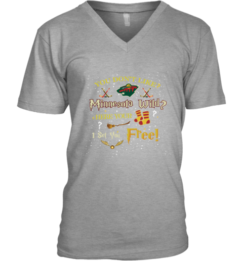 NHL You Don't Like Minnesota Wild Here Your Socks I Set You Free Harry Potter Hockey T46U8499M3Y v neck unisex 8 95 151514 front sport grey