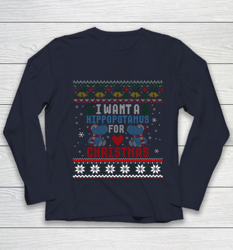 I Want A Hippopotamus For Christmas Ugly Xmas Youth Long Sleeve 2