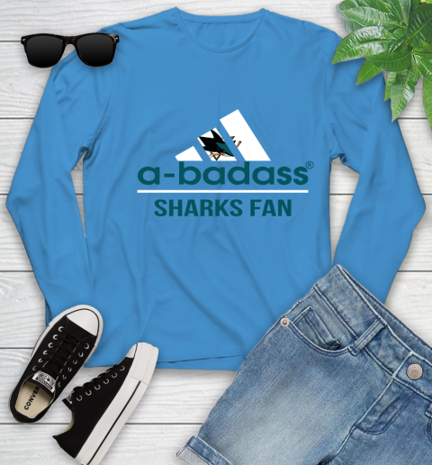 NHL A Badass San Jose Sharks Fan Adidas Hockey Sports Youth Long Sleeve 8