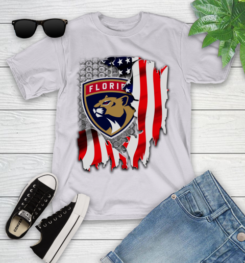 Florida Panthers NHL Hockey American Flag Youth T-Shirt 4
